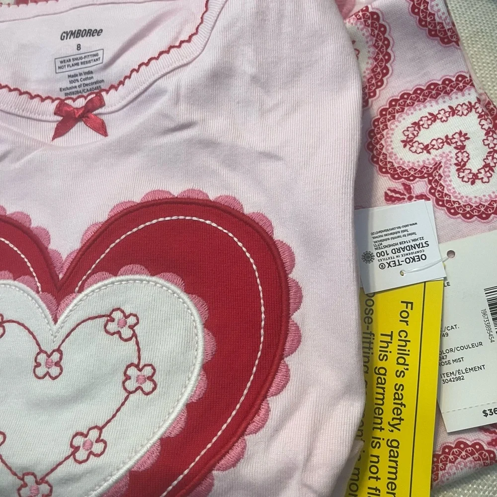 NWT Gymboree Girls Sweetheart Snug Fit 100% Cotton Pajamas - Gymmies - Pink